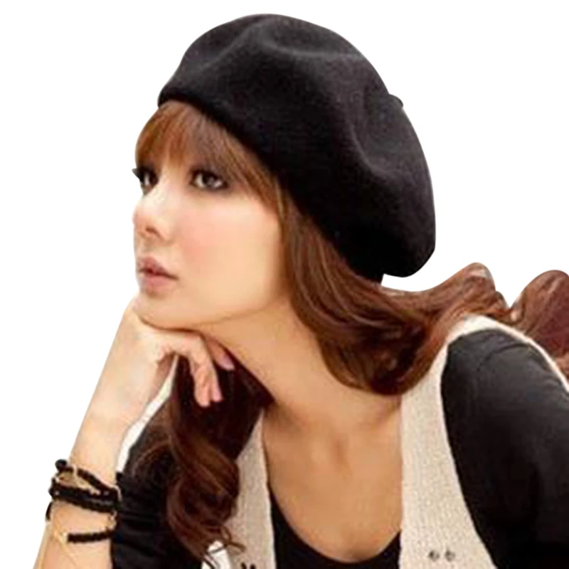 Женский берет для девочек, одноцветная Женская французская теплая зимняя шапка, Boinas De Mujer, шляпа художника, Женские винтажные шляпки, женская уличная шапка