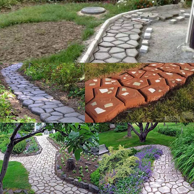 Сад DIY Пластиковый путь производитель тротуара модель бетон шаговый камень цемент плесень кирпич Лучшая цена