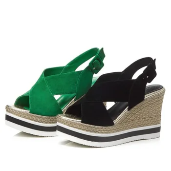 

Women's Sandals Thick-soled Muffin High-heeled Peep Toe Hollow Out Chunky Platform Woman Casual Summer Shoes