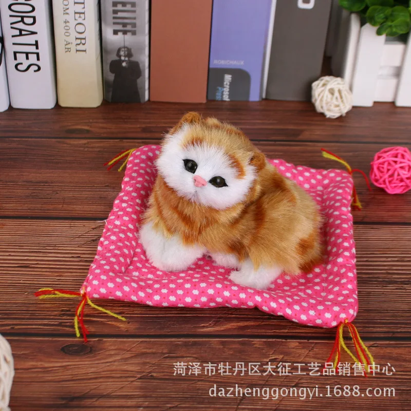 Cloth Pad Cat Model Cat Children Plush with Sound Will Call Home Decoration Animal Model Toy