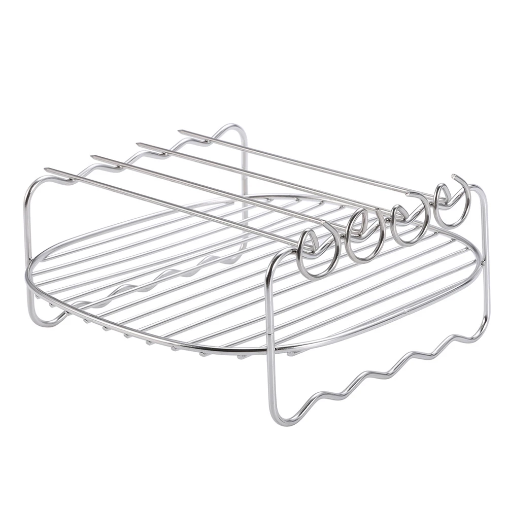 

Holder Replacement Barbecue Baking Tray Home Skewers Stainless Steel Air Fryer Double-deck BBQ Rack