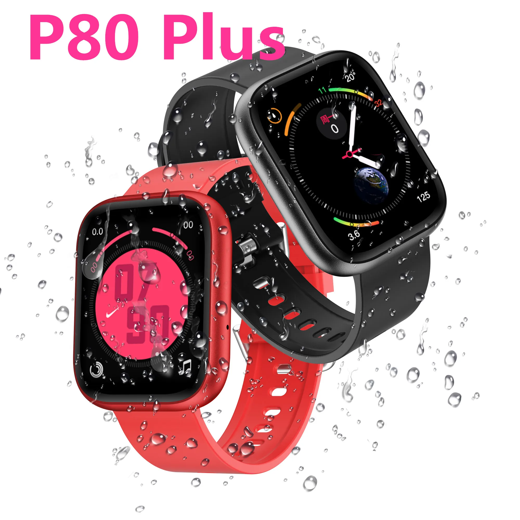 P80 más inteligente de 1,75 pulgadas reloj mujeres hombres moda deportiva IP68 impermeable actividad Fitness Tracker de ala Smartwatch
