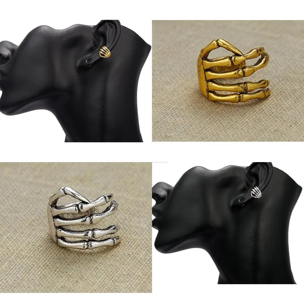 Мужской панк-рок ушной клипса u-образный браслет "Пальмовые Листья", серьги без пирсинга, серьги-каффы из серебра и золота, Модные индивидуальные ювелирные изделия, подарок