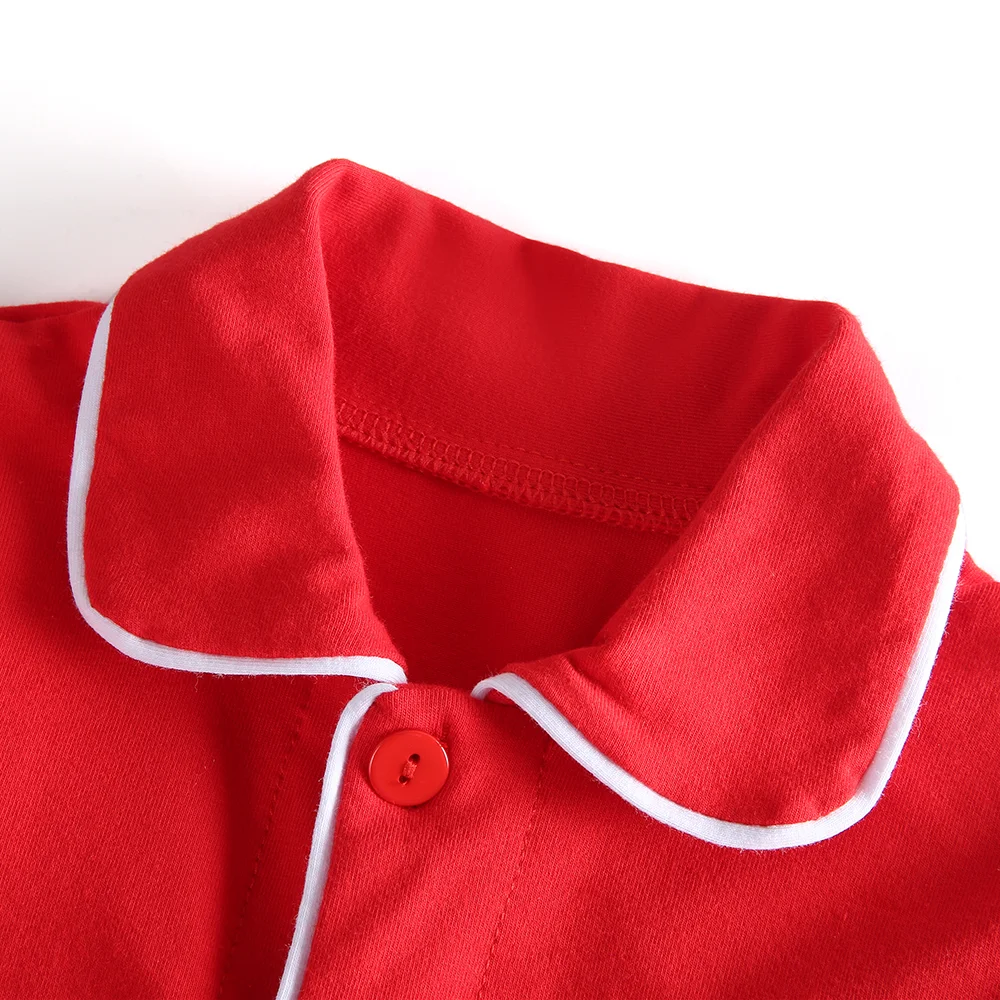 Рождественская Классическая Детская одежда мягкие хлопковые однотонные милые красные пижамы зимние с рюшами для маленьких девочек изысканные пижамы с длинными рукавами