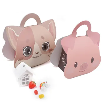 

Portable cute pet candy packaging gift box Cat powder pig paper bag candy box