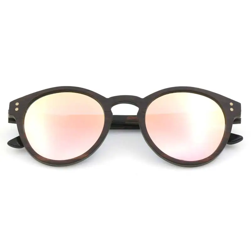 gold lens BerWer роскошные деревянные солнцезащитные очки поляризационные деревянные брендовые дизайнерские Круглые Солнцезащитные очки для женщин солнцезащитные очки - Lenses Color: gold lens