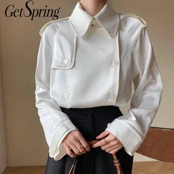 

Getspring Women Shirt White Vintage Woman Blouses Shirts Long Sleeve Casual Loose Women Tops Bloues 2020 Fashion Autumn Tops