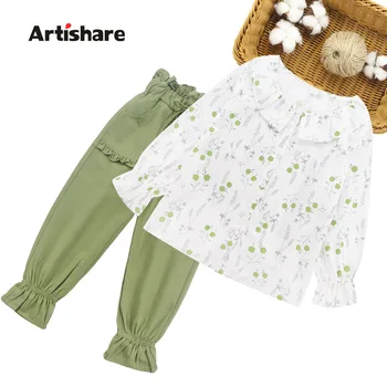 

Kids Clothes Girls Floral Shirt & Pants Suit For Girls Ruffle Full Length Girls Set Fall Casual Children's Winter Clothes