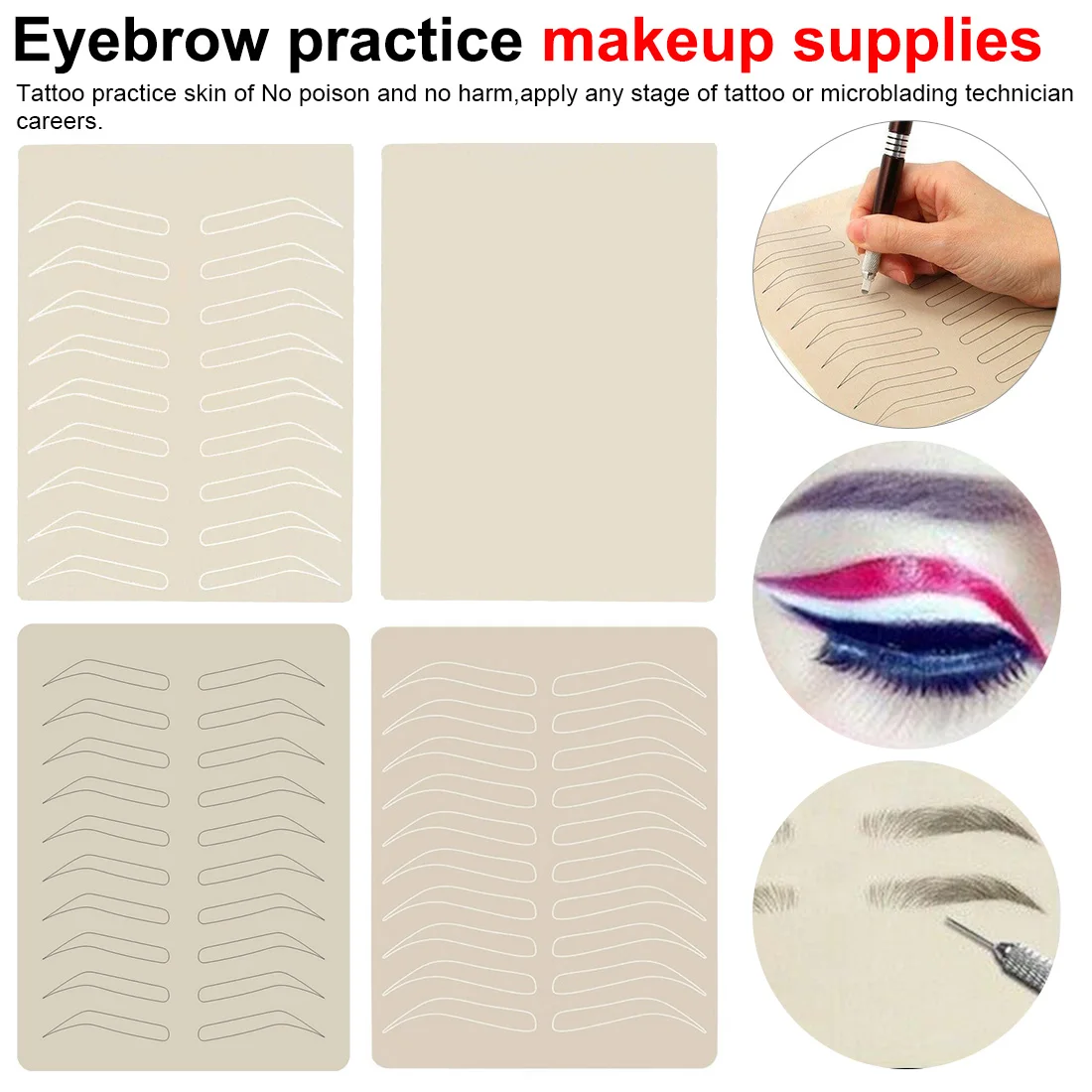 

Tattoo Supplies No Ink Needed Tattoo Eyebrow Practice Skin Eyebrow Cosmetic Permanent Makeup Eyebrow Training Skin