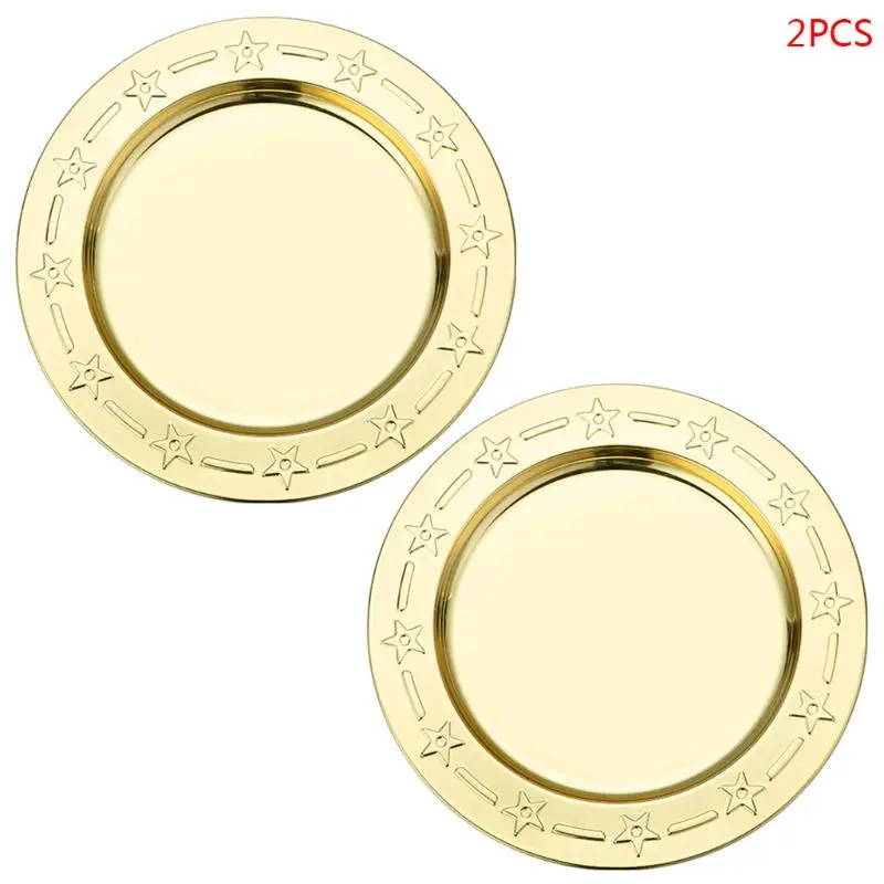 2pcs Star Stainless Steel Dinner Plate Dish Salad Fruit Food Container Tray Camp