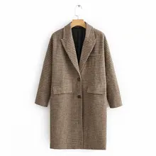 New oversize women long plaid coats fashion ladies woolen jackets female winter elegnt jacket feminine girls chic clothes