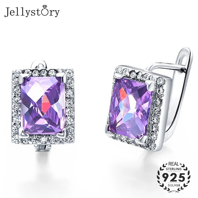 Jellystory 100% 925 серебро серьги гвоздики с прямоугольной формы 7*9 мм драгоценный