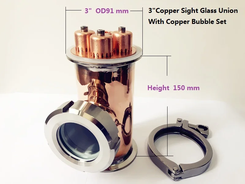 " медный прицел стекло соединение тройной зажим тройник 3" x" x2" с медным пузырьком набор дистилляции объектив Колонка для домашнего пивоварения