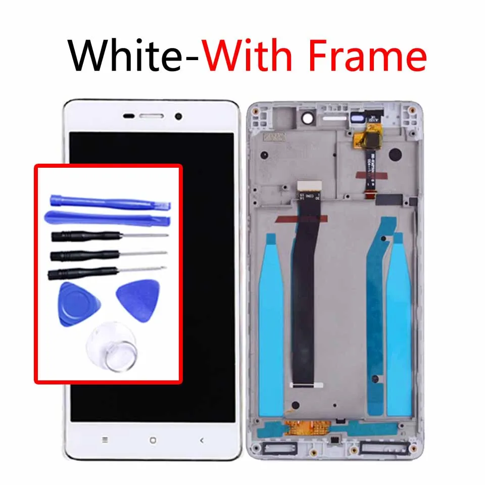 5," дисплей для Xiaomi Redmi 3 3S lcd сенсорный экран дигитайзер с заменой рамы для Redmi 3S дисплей в сборе - Цвет: White-With  frame