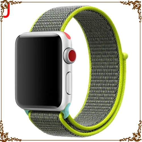 Ремешок для Apple Watch, ремешок для Apple Watch 5, 4, 44, мм, 42 мм, iwatch band 3, 2, 5, 42 мм, 38 мм, Спортивная петля, correa, нейлоновый ремешок для часов - Цвет ремешка: Shiny yellow