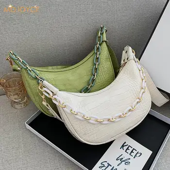 

Alligator Pattern Crossbody Bags Women Crescent-Shaped PU Leather Female Fashion Solid Color Shoulder Satchel Pouch