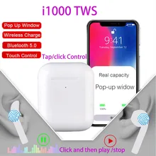 Беспроводные Bluetooth наушники i1000 TWS Pop Up Smart Touch управление Беспроводная зарядка супер бас стерео наушники PK i80
