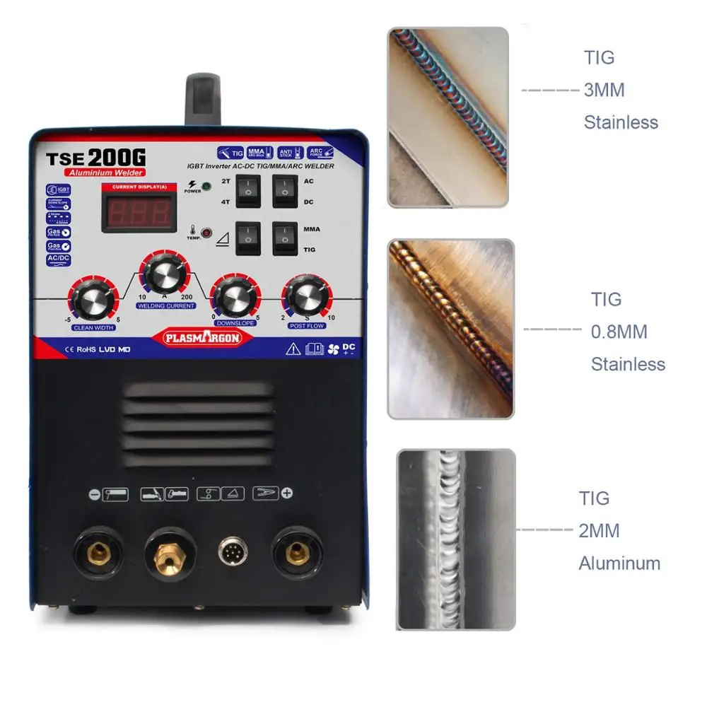 IGBT TIG/ MMA сварочный аппарат TSE200G AC/ DC квадратная волна инвертор 200A 4 метод машина для