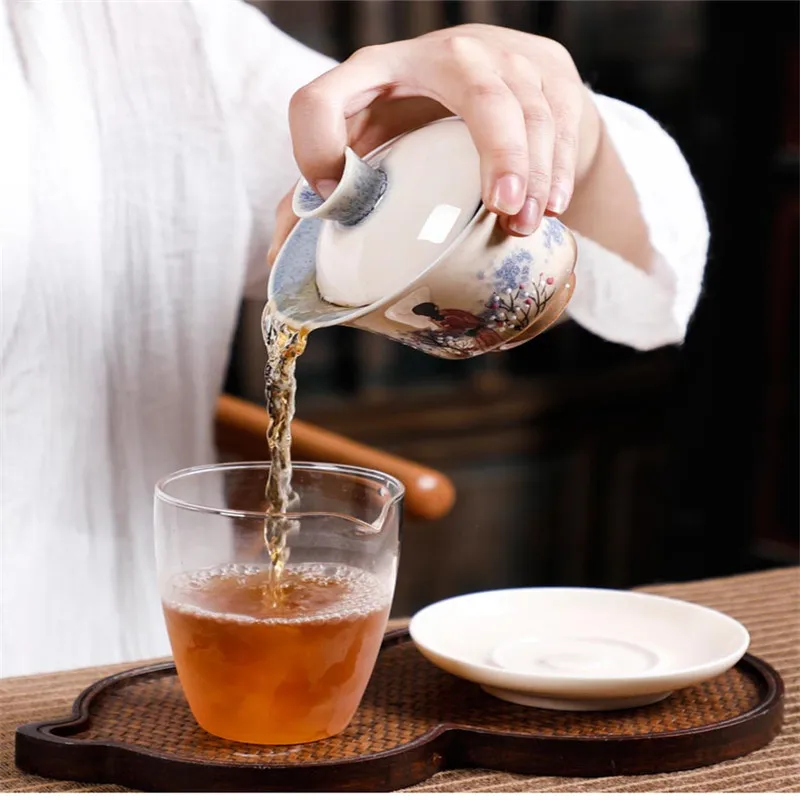 Цзиндэчжэнь Gaiwan 130 мл Ручная Керамическая чашка для чая художественная чайная