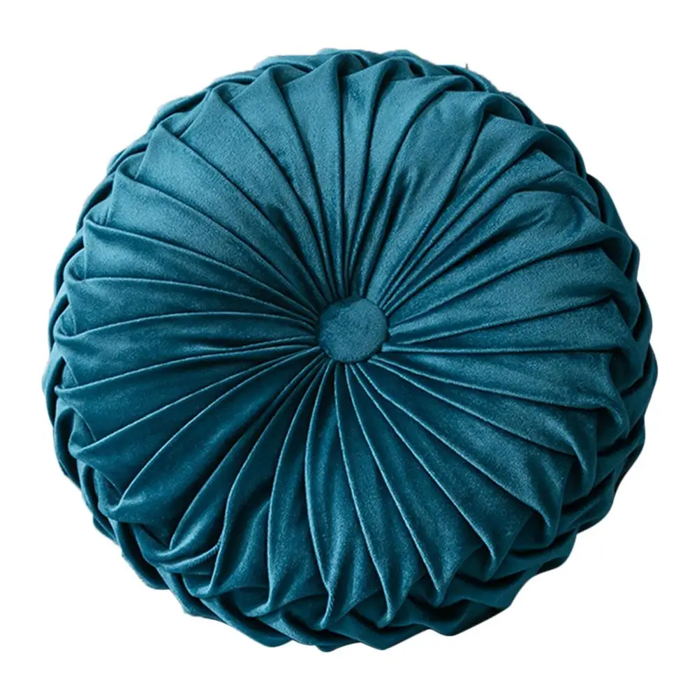 Navy Blue 35 см круглая наполненная Подушка плюшевая в форме тыквы плиссированная декоративная подушка для дома, дивана, стула, кровати, дивана декоративные подушки - Цвет: Navy Blue
