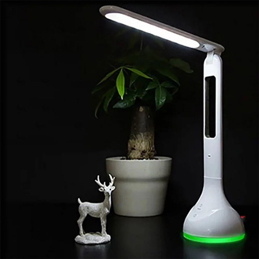 

LED Desk Lamp Foldable Dimmable Touch Table Lamp with Calendar Temperature Alarm Clock table Light night lights LAOPAO