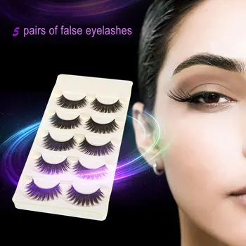 

5 Pairs False Eyelashes Pure Hand-made Thick Long Voluminous Fake Lashes Eyelash Extension Makeup Tools for Women