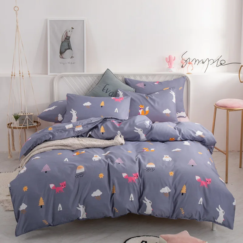 

YAXINLAN fashion bedding set Pure cotton A/B double-sided pattern Simplicity Bed sheet, quilt cover pillowcase 4-7pcs