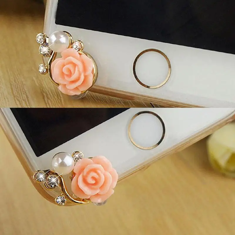 Вертикальный элегантный цветок розы 3D кристалл жемчужина Анти Пыль заглушка талисманы мобильный телефон 3,5 мм наушники отверстие аксессуары r30