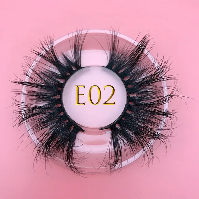 25mm E06 MIKIWI 100% handmade natural  thick  Eye lashes wispy makeup extention tools 3D mink hair volume soft false  eyelashes E02 round case