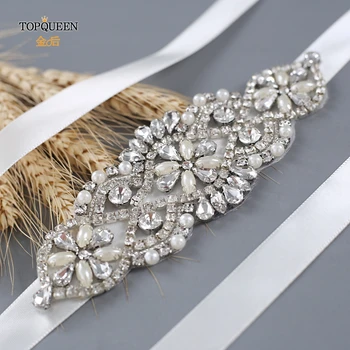 

TOPQUEEN Bridal Dress Belt Silver Diamond Dress Belt Rhinestone Belts for Prom Dresses Strass Belt Champagne Bridal Sash S76