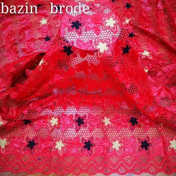 

latest african bazin riche fabric african lace fabric 2020 high quality nigerian lace fabric for dress bazin brode lace 5yards