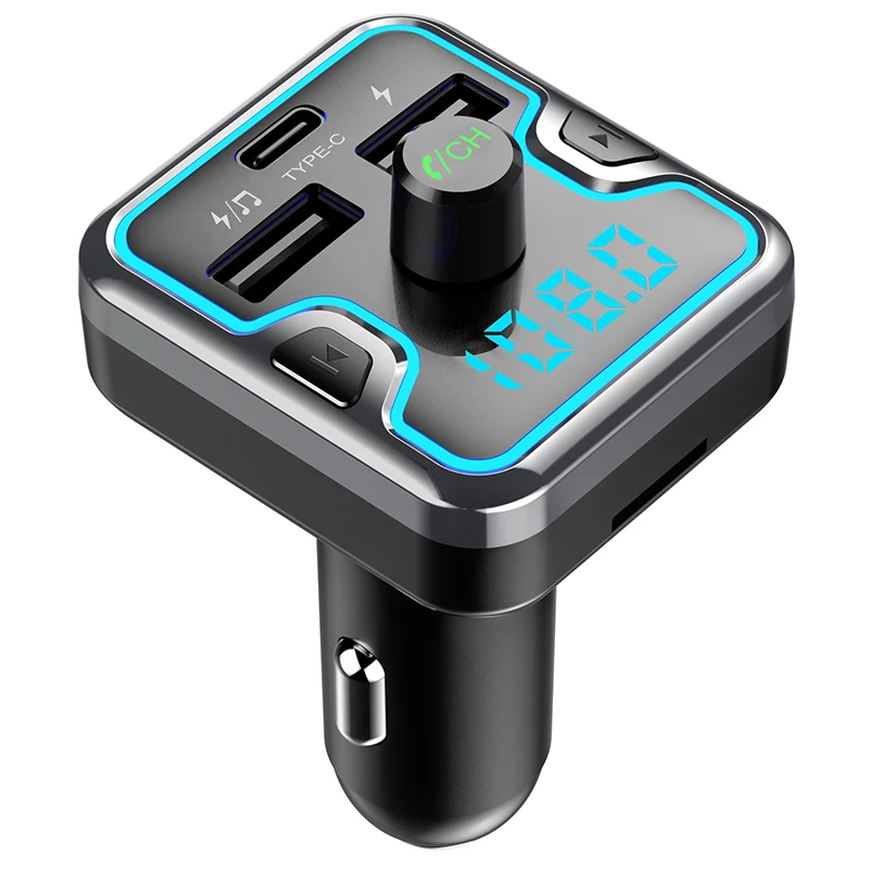 Bluetooth fm-передатчик для автомобиля, беспроводной fm-передатчик радиоприемник адаптер автомобильный комплект, с двойным USB и портом зарядки type-C, музыка