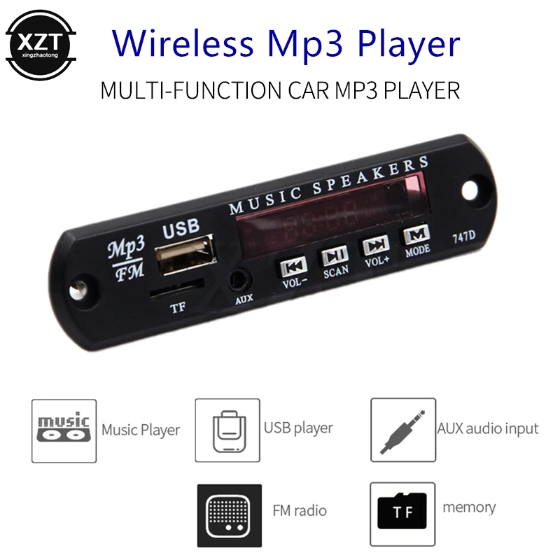 Беспроводной MP3 плеер 5 в USB AUX TF карта аудио линия fm радио с дистанционным