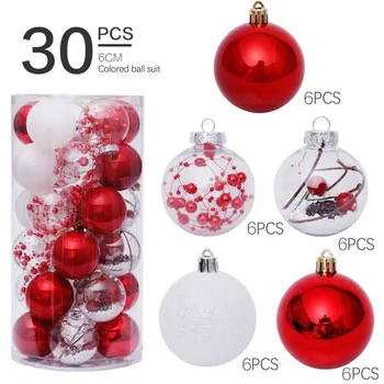 

30PCS Transparent Christmas Balls Party Plastic Ball Ornaments Hanging 2021 Tree Pendant Decor Christmas Decorations Gift B08