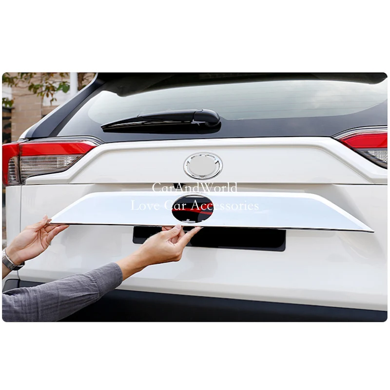 

ABS Carbon Fiber For Toyota RAV4 RAV 4 2019-2022 Rear Trunk Lid Cover Trims Tail Door Logo Molding Decoration Car Accessories