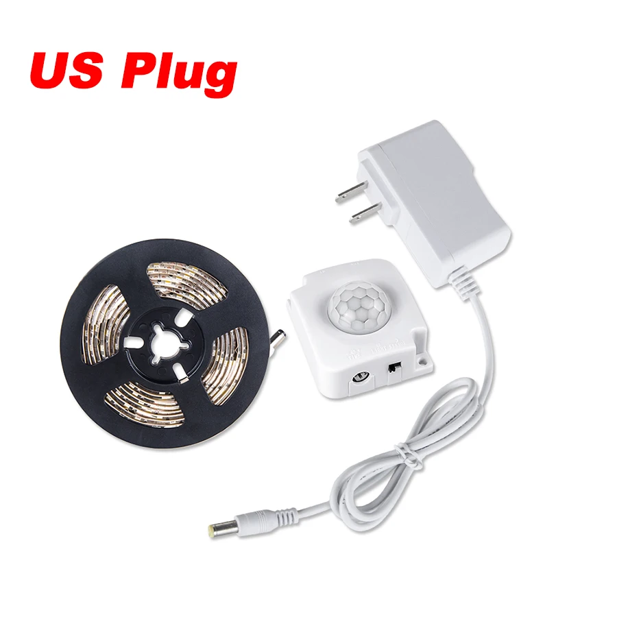 Three Sensor US Set EeeToo светодиодный светильник s для кухни беспроводной PIR датчик движения светодиодная подсветка под шкаф полосы ЛЕСТНИЦЫ шкаф прикроватный ночной Светильник - Цвет: Three Sensor US Set