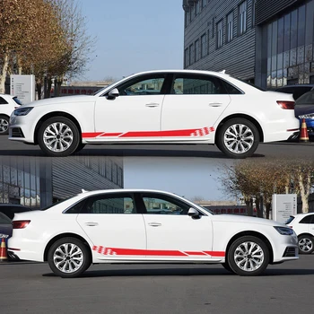 

Car Stickers 1 Pair Vinyl Long Racing Stripe Side Skirt Decals Graphics Decoration Auto Styling Accessories