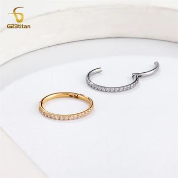 F136 Titanium Clear CZ Cartilage Earring Hypoallergenic 6-14mm Hoop Ear Nose Septum Piercing Rings Conch Daith Helix Tragus Stud