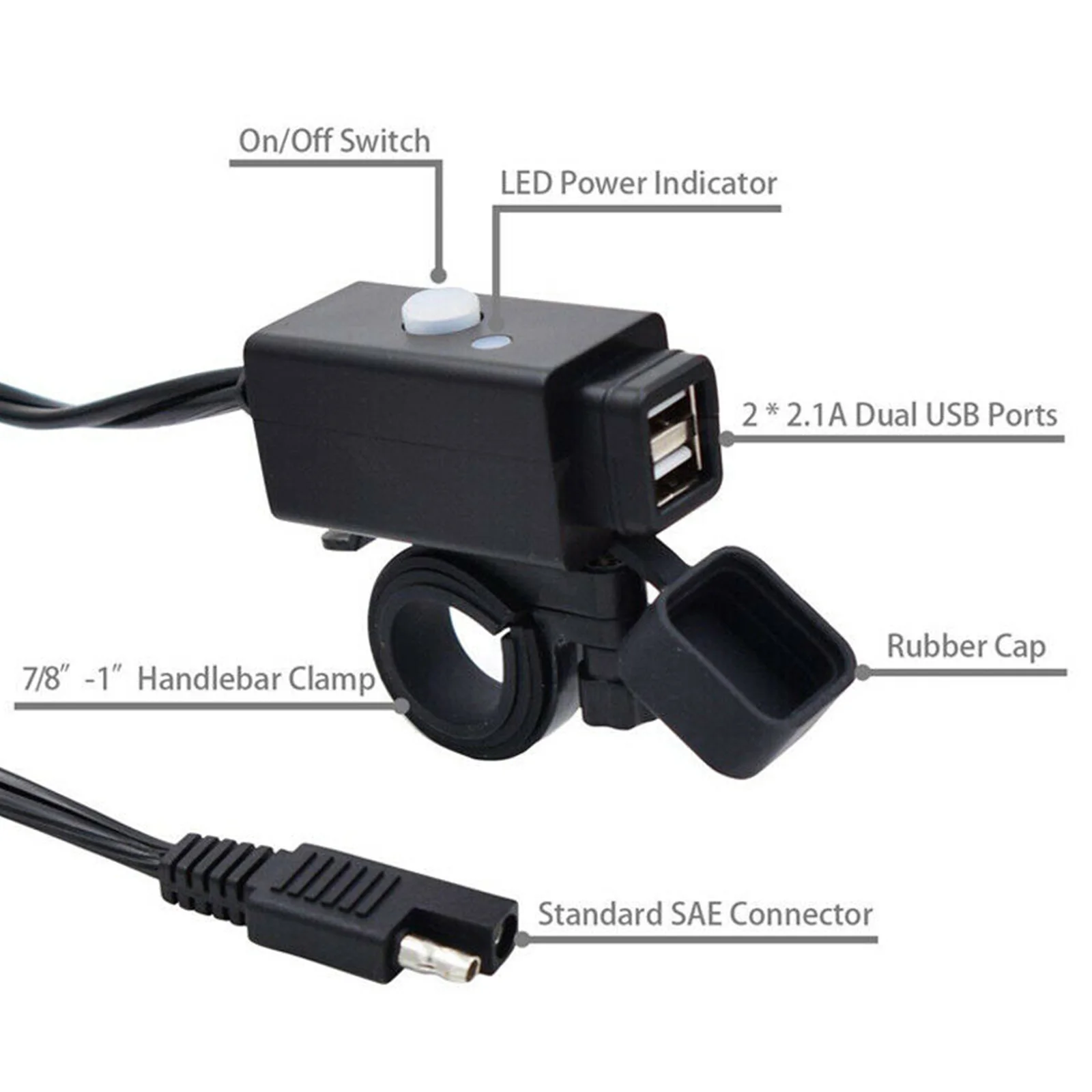 Artudatech aterproof UTV Moto SAE к USB порту зарядное устройство адаптер для мобильного телефона двойной USB порт
