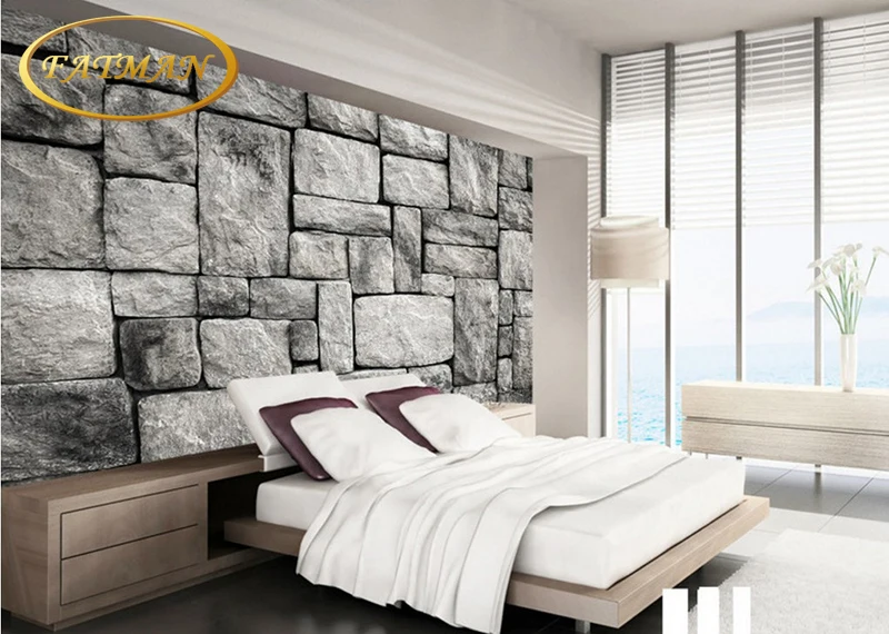 

Dropshipping Custom 3d Mural Wallpaper Gray European Style Retro Stone Brick Wall Wall Quaint Living Room Bedroom Hotel Murals