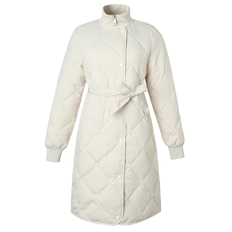 Gola com Faixas Parkas de Algodão Inverno Sólido Longo Jaqueta Feminina Grosso Acolchoado Tamanho Grande Outwear Cabolsas Casuais 2020 5 com faixas parkas de algodão grosso acolchoado
