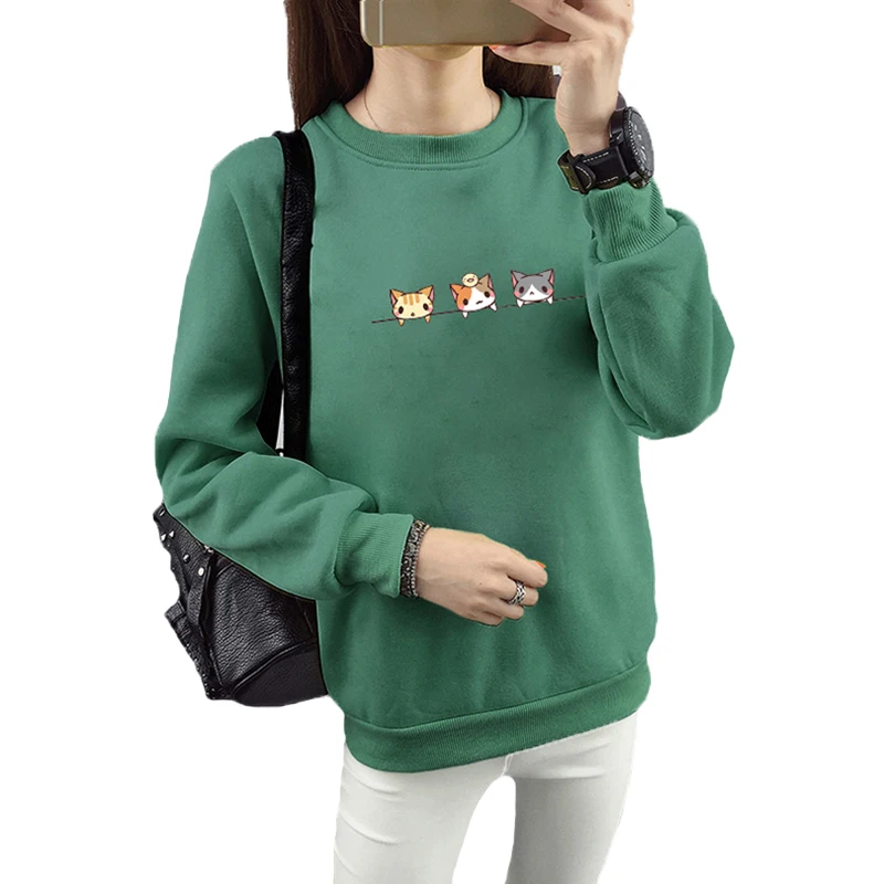 Модные худи и свитшоты для женщин, новинка, свободная толстовка с принтом Kawaii, плюс бархат, для женщин, s, для женщин, плюс размер, 5XL