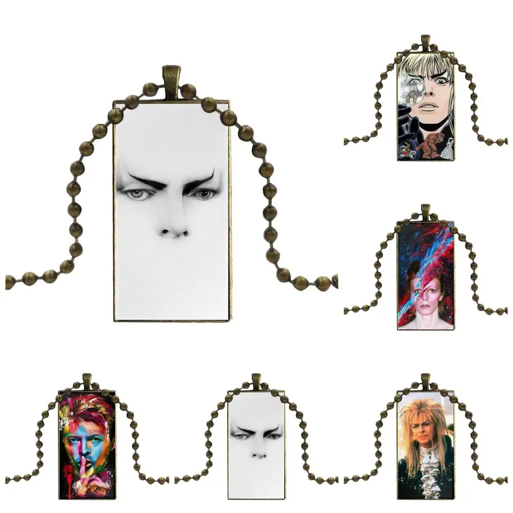 Давид Боуи лабиринт стеклянный подвесной брелок ожерелье прямоугольник модное