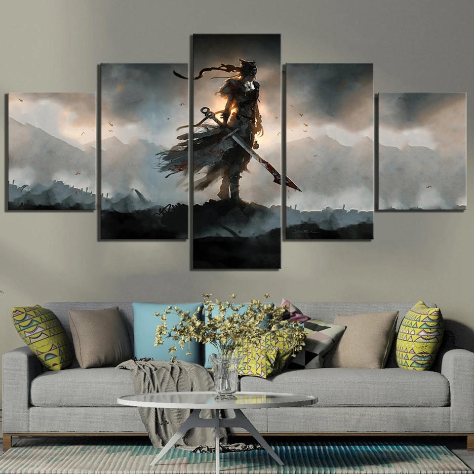 5 Piece HD Fantasy Art Celtic Warrior Pictures Hellblade Senuas Sacrifice Video Game Poster Canvas painting abstract art | Дом и сад