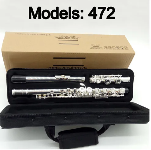 

Free Shipping Flute 472 Silver Plated Professional Flute Instrument Intermediate Student Flutes C Leg 16 Holes Closed E Key