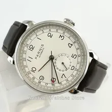 Parnis 42 мм GMT мужские часы лучший бренд механические мужские часы Серебристый футляр для часов ДАТА кожа автоматические мужские наручные часы