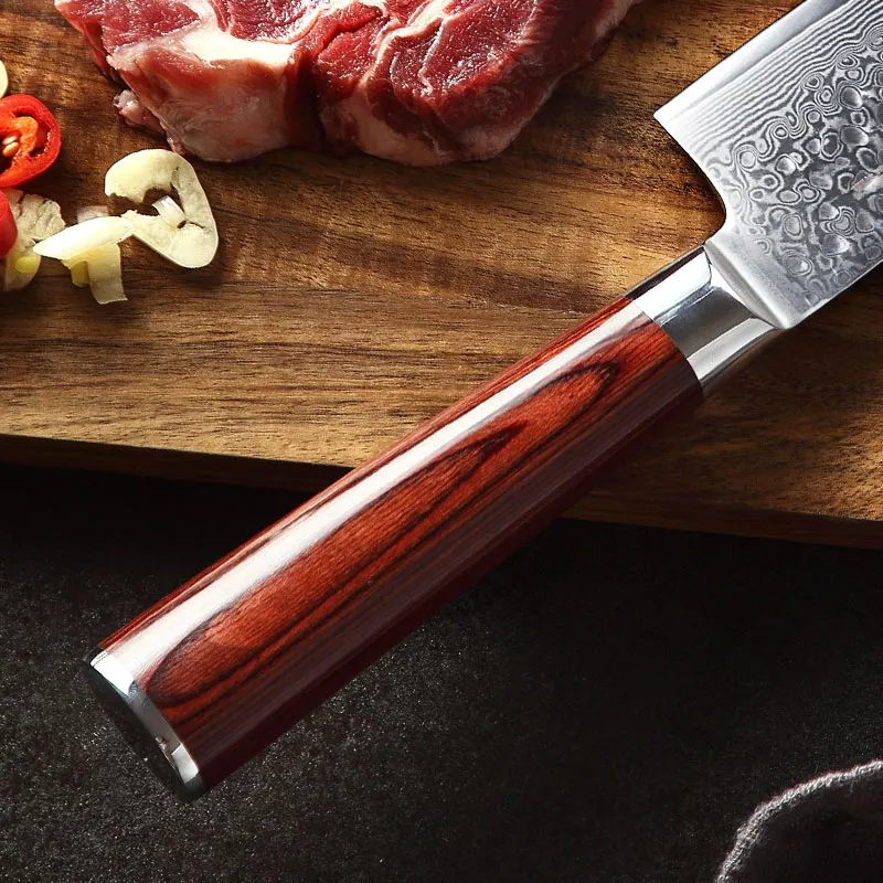 Yarenh набор кухонных ножей 5 шт.- японские ножи кухонные из 67 слой vg10 дамасская сталь- острый нож дамаск высокого качества