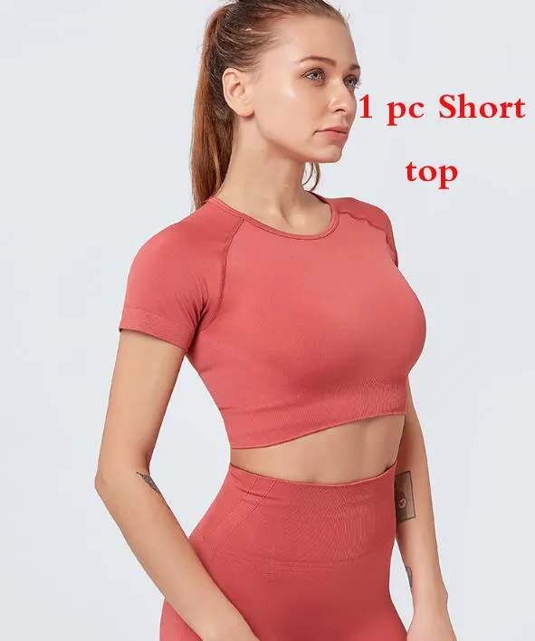 Top DX6015-red Женская Бесшовная майка с длинным рукавом для йоги, тренажерного зала, спорта, фитнеса - Цвет: Top DX6015-red