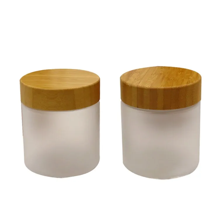 250g 250 ml frosted clear PET plastic cosmetic container cream jar with bamboo wooden lids 8oz face cosmetics | Красота и здоровье