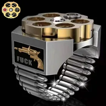 

Fashion Jewelry Rings, Men's gold double-color ring, Creative Russian roulette ring